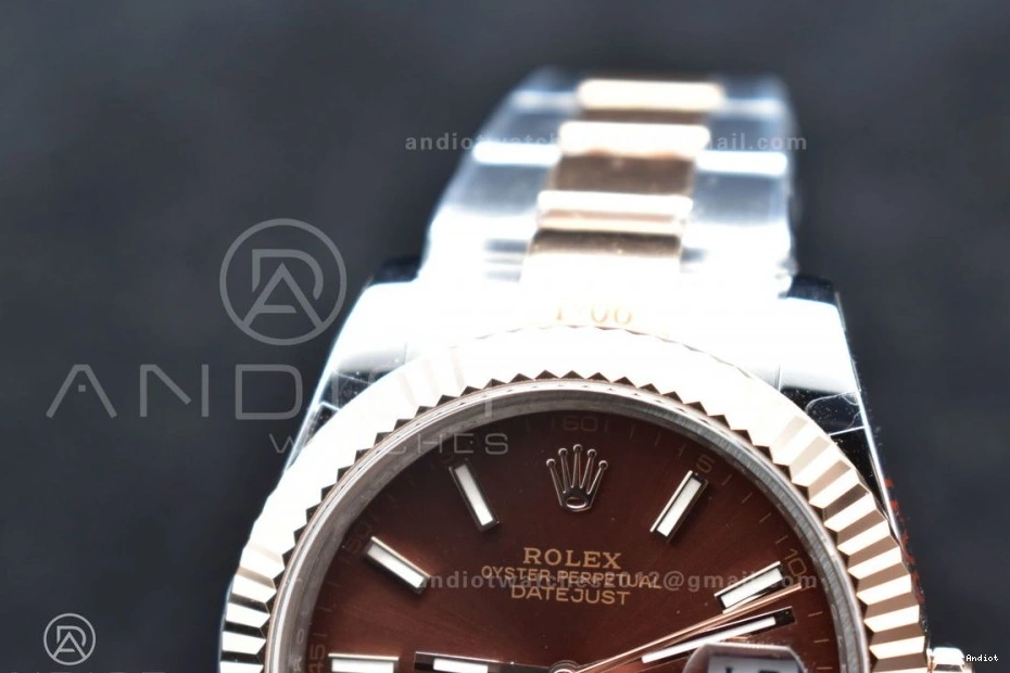 GMF 41 Bracelet RG Best 126333 RG Dial Coffee DateJust Plated on Oyster A3235 SS Edition 0329